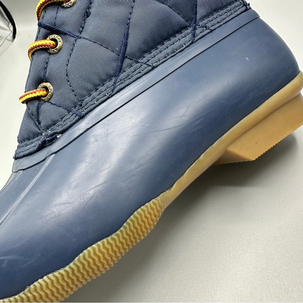 Sperry Saltwater Nylon Navy Duck Boots Mens Size 9.5 Blue Yellow